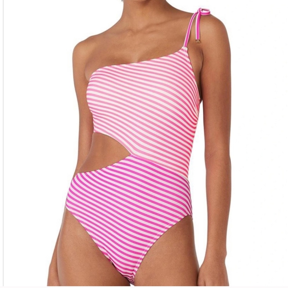 NWT KATE SPADE cut out Pink striped one piece in ringmaster stripe large